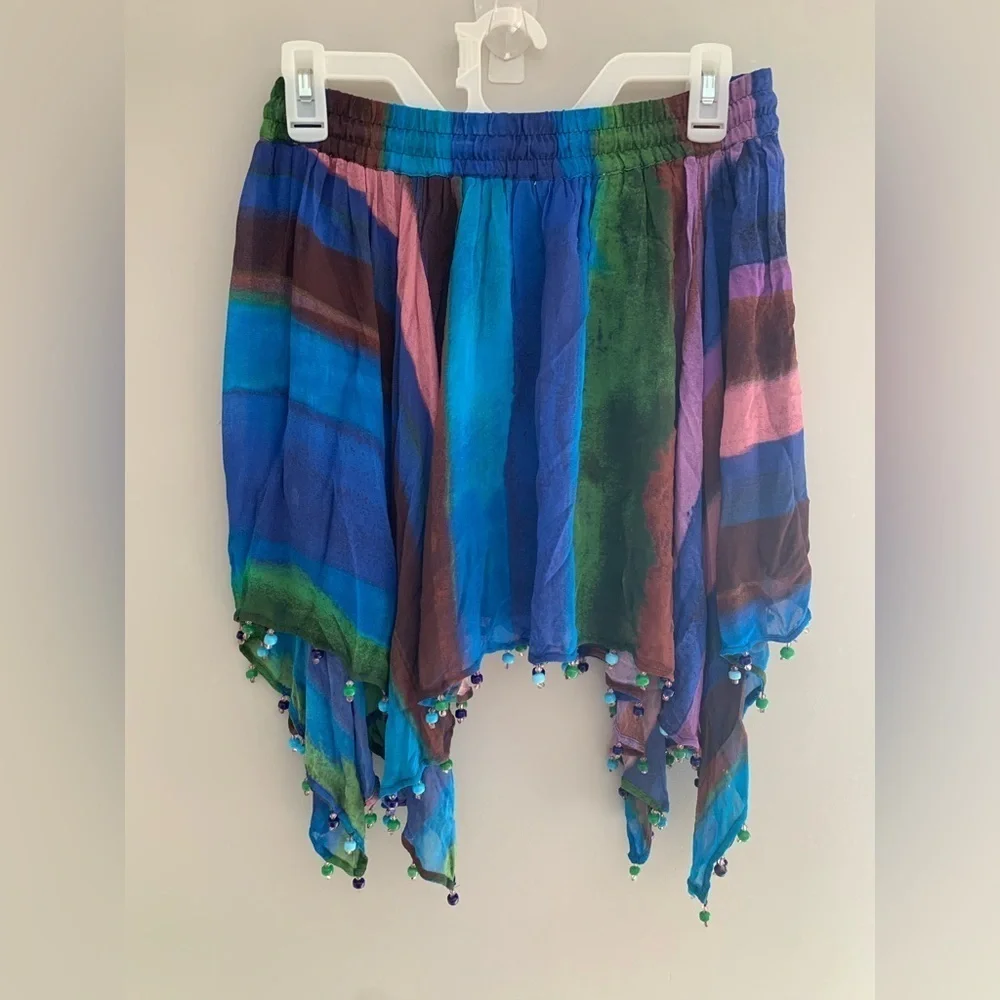 Womens Zara Multicolored Matching Beaded Trim Strap Camisole and Skirt Set S
